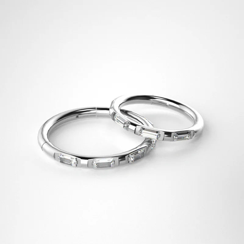 1Pc CZ Gem Seamless Ring Hoop Silver 16G 6-10mm Women Jewelry