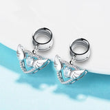 Crystal Heart Angel Wing Ear Tunnel Plugs Flesh Piercing Earrings