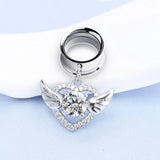 Crystal Heart Angel Wing Ear Tunnel Plugs Flesh Piercing Earrings