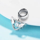 Crystal Heart Angel Wing Ear Tunnel Plugs Flesh Piercing Earrings