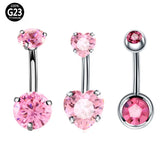 G23 Titanium 6-14mm Crystal Belly Button Piercing Set 14G Heart Belly Pierci