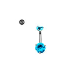 G23 Titanium 6-14mm Crystal Belly Button Piercing Set 14G Heart Belly Pierci