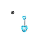 G23 Titanium 6-14mm Crystal Belly Button Piercing Set 14G Heart Belly Pierci