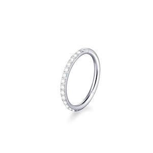 Titanium CZ Nose Ring Body Clip Hoop 16G