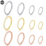 Titanium CZ Nose Ring Body Clip Hoop 16G