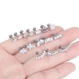 Titanium Ear Piercing Ring CZ Labret Lip Bar Cartilage Earring Nail
