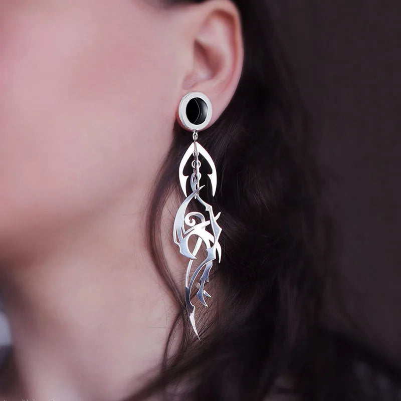 Geometry Pendant Stainless Steel Ear Tunnel Plugs Gauges Flesh Piercing