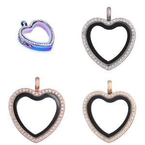 Heart Love Glass Memory Floating Locket Pendant For Women