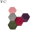 Hexagon Velvet Jewelry Box Double Ring Storage Woman Gift Necklace Case