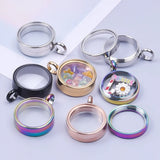 Glass Floating Locket Coin Holder Pendant Necklace Stainless Steel DIY Jewelry