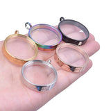 Glass Floating Locket Coin Holder Pendant Necklace Stainless Steel DIY Jewelry