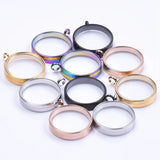Glass Floating Locket Coin Holder Pendant Necklace Stainless Steel DIY Jewelry