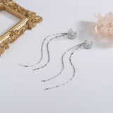 Long Tassel Ear Clip Gothic Fairy Silver Earring
