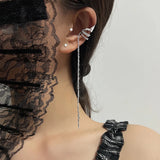 Long Tassel Ear Clip Gothic Fairy Silver Earring