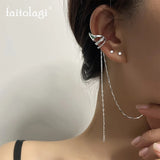 Long Tassel Ear Clip Gothic Fairy Silver Earring