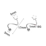 Left Ear Screw Ball Star Heart Ear Bone Stud Earrings