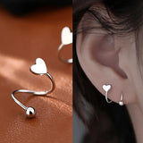 Left Ear Screw Ball Star Heart Ear Bone Stud Earrings