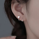 Left Ear Screw Ball Star Heart Ear Bone Stud Earrings