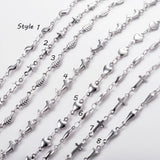 Stainless Steel Long Chain Necklaces For Women Silver Heart Cross Necklace