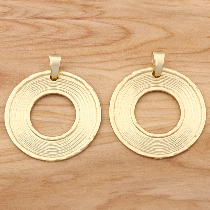 1Pc Boho Hollow Open Round Charms Pendants for DIY Necklace Making 68x58mm