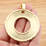 1Pc Boho Hollow Open Round Charms Pendants for DIY Necklace Making 68x58mm