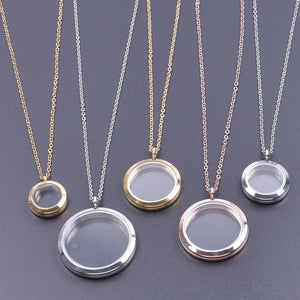 Mix Size Round Memory Photo Locket Pendant Necklace for Women