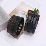 Multilayer Rock Spikes Rivet Chains Gothic Punk Leather Bracelet