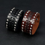 Multilayer Rock Spikes Rivet Chains Gothic Punk Leather Bracelet