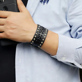 Multilayer Rock Spikes Rivet Chains Gothic Punk Leather Bracelet