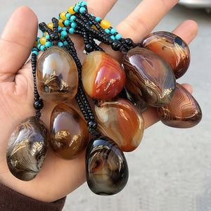 Agate Palm Stone Pendant Sardonyx Necklace