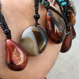 Agate Palm Stone Pendant Sardonyx Necklace