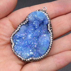 Natural Stone Druzy Agates Pendant for Jewelry Making