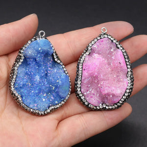 Natural Stone Druzy Agates Pendant for Jewelry Making