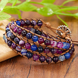 Natural Stone Hand-Woven Multi-Layer Wrap Bracelet for Women Men