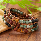 Natural Stone Hand-Woven Multi-Layer Wrap Bracelet for Women Men