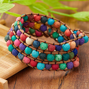 Natural Stone Hand-Woven Multi-Layer Wrap Bracelet for Women Men