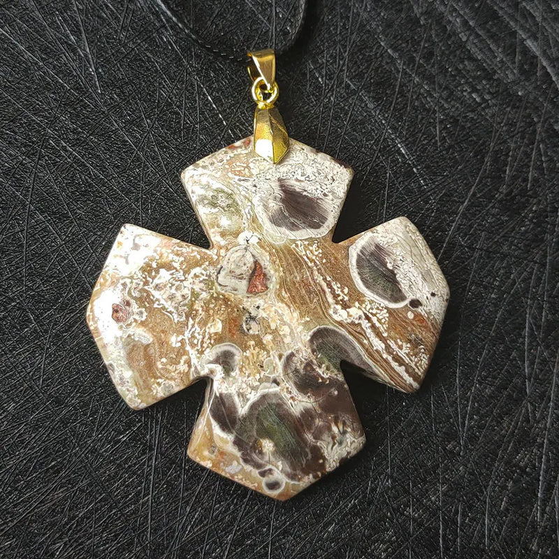 Plum Blossom Agates Pendant Hand Polished Silk Wrapped Healing Love Chakra