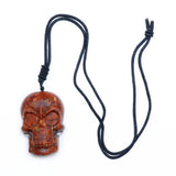 1Pc Stone Skull Head Pendant Amethyst Green Aventurine Charms Necklace