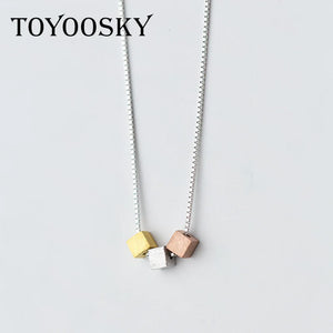 925 Silver Square Necklace, Sweet Clavicle Chain Jewelry