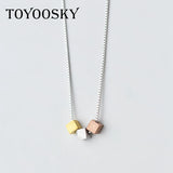 925 Silver Square Necklace, Sweet Clavicle Chain Jewelry
