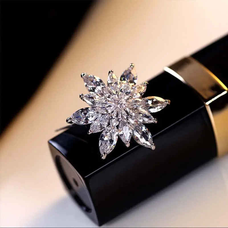 Christmas Snowflake Zircon Brooch for Women Men Coat Dress Accessories