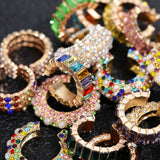Colorful Rhinestone Ear Cuff for Women, No Piercing CZ Clip Earrings