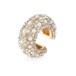 Colorful Rhinestone Ear Cuff for Women, No Piercing CZ Clip Earrings