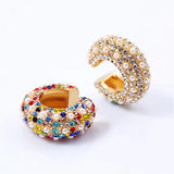 Colorful Rhinestone Ear Cuff for Women, No Piercing CZ Clip Earrings