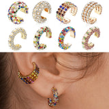 Colorful Rhinestone Ear Cuff for Women, No Piercing CZ Clip Earrings
