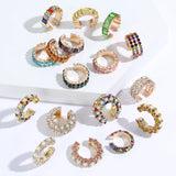 Colorful Rhinestone Ear Cuff for Women, No Piercing CZ Clip Earrings