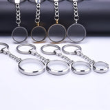 20-40mm Round Floating Photo Locket Keychain Stainless Steel Glass Coin Holder