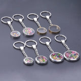 20-40mm Round Floating Photo Locket Keychain Stainless Steel Glass Coin Holder