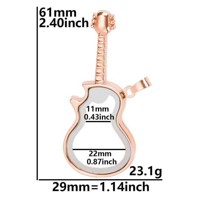 Personalized Music Guitar Glass Photo Pendant