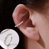 Punk Rhinestone Ear Clip for Women No Pierced C Shape Geometric Earcuff